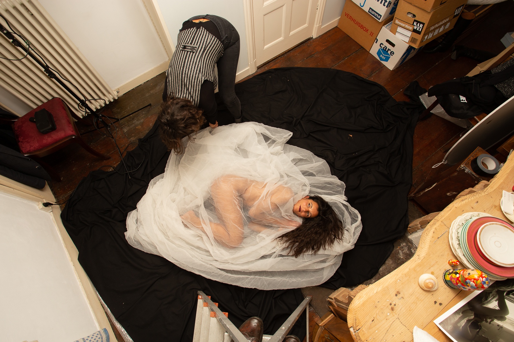 cramped studio space